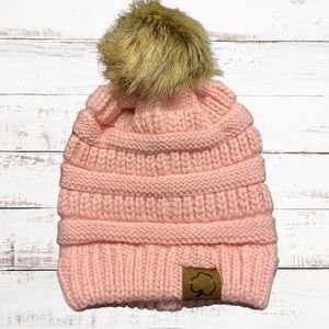 Clover Cottage Kids Pom-Pom Beanie-Light Pink One Size